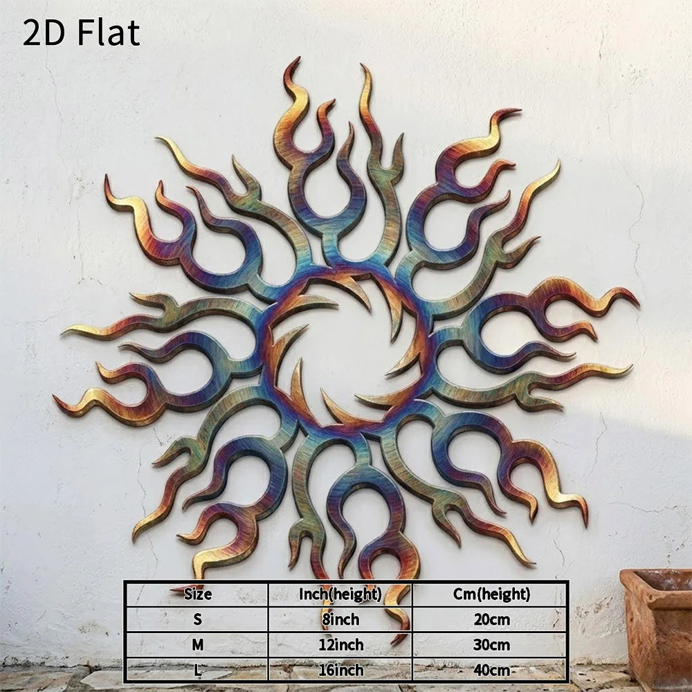 Celestial Sun Flame Metal Wall Art