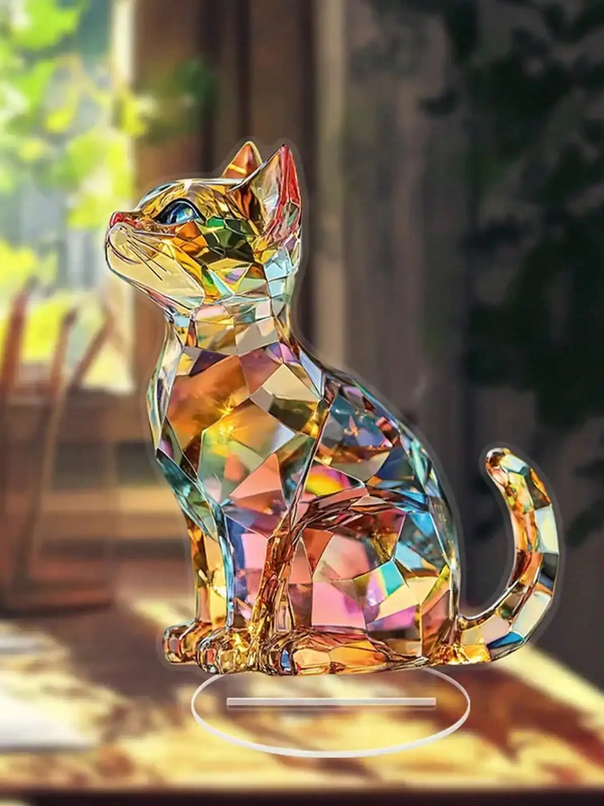 Crystal Cat 2D Art Figure – Art Deco Home Decor