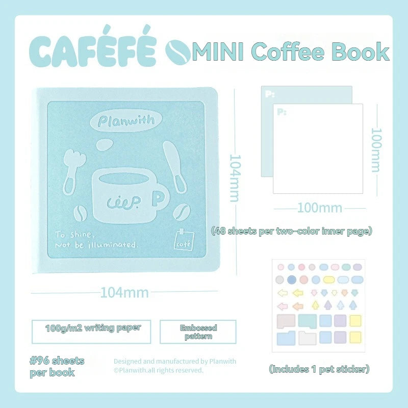 Mini Coffee Pocket Notebook | Embossed PU Cover in 6 Colors