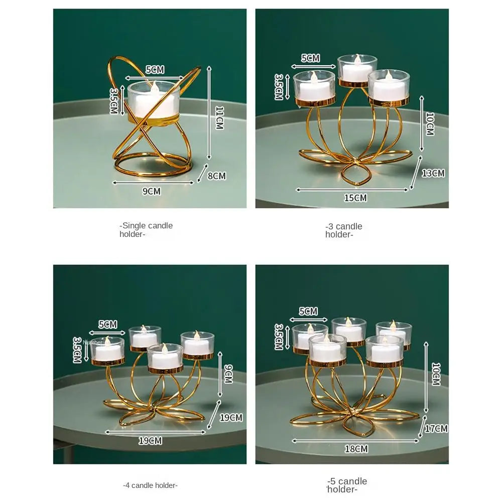 Gold-Tone Lotus-Inspired Candle Holder