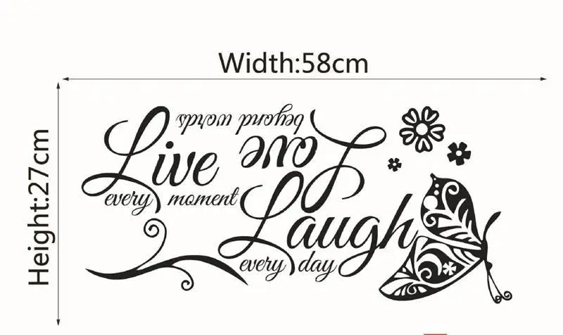 Live Laugh Love Wall Art Sticker | Butterfly & Flower Vinyl Decal