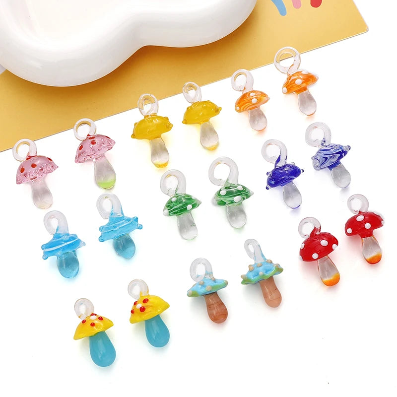 Lampwork Glass Mushroom Charm Bead – DIY Jewelry Pendant