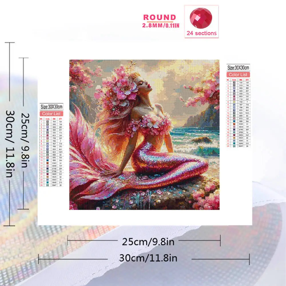 Mermaid Diamond Painting Kit | Full-Drill Round Diamonds