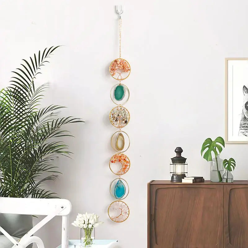 7 Chakra Crystal Tree of Life Hanging — Natural Gemstone Suncatcher