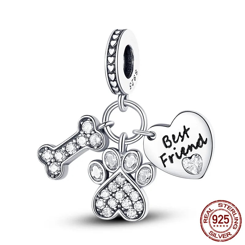 925 Sterling Silver Charm Holder Set – Bag Charm & Key Ring for DIY Jewelry