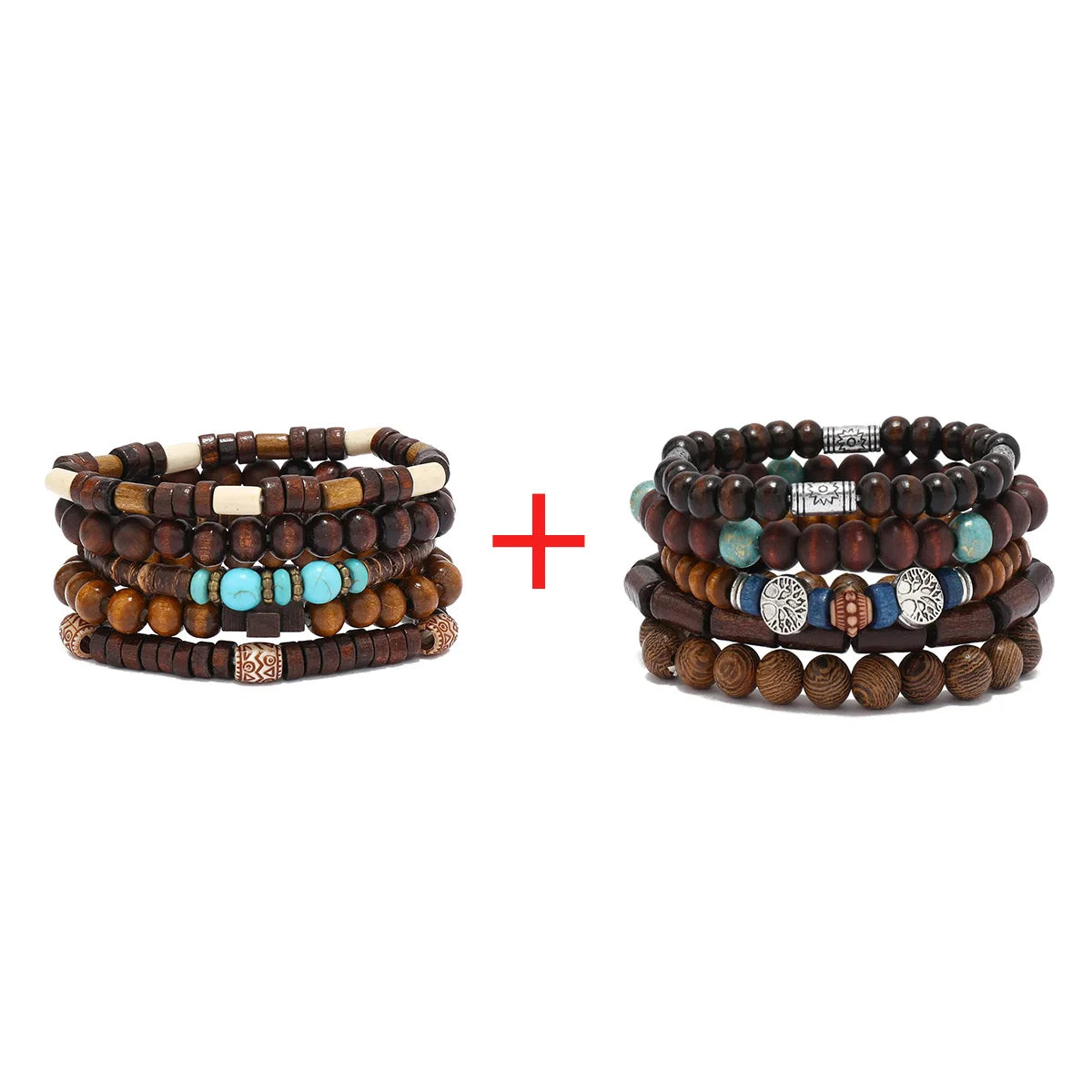 Vintage Multi-Layer Wooden Bead Bracelet | Boho Stacking Bracelet