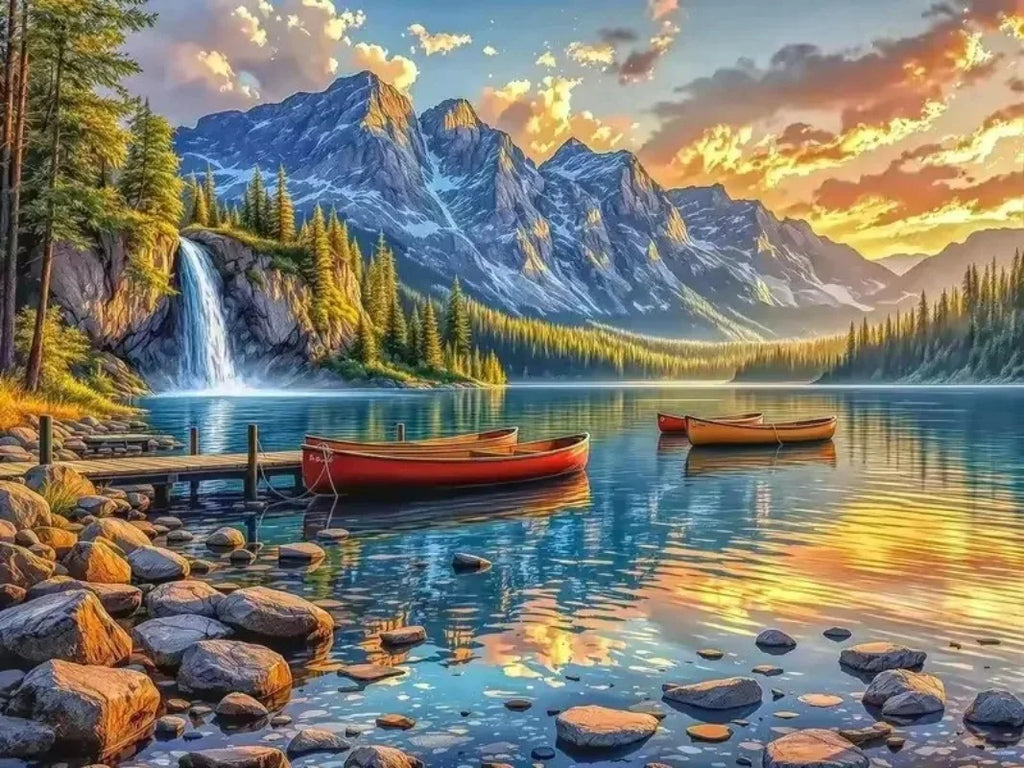 Mountain Lake Diamond Painting Kit | Full Square or Round Drill
