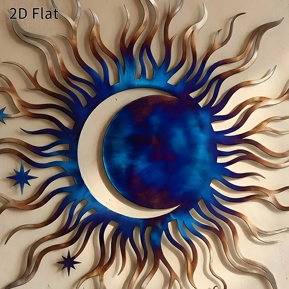 Midnight Sun & Crescent Moon Metal Wall Art