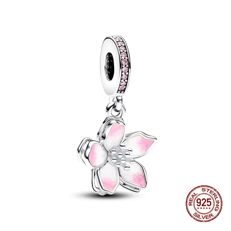 925 Sterling Silver Floral Charm Bead | Roses, Flowers & Lucky Clover for Bracelets & Necklaces