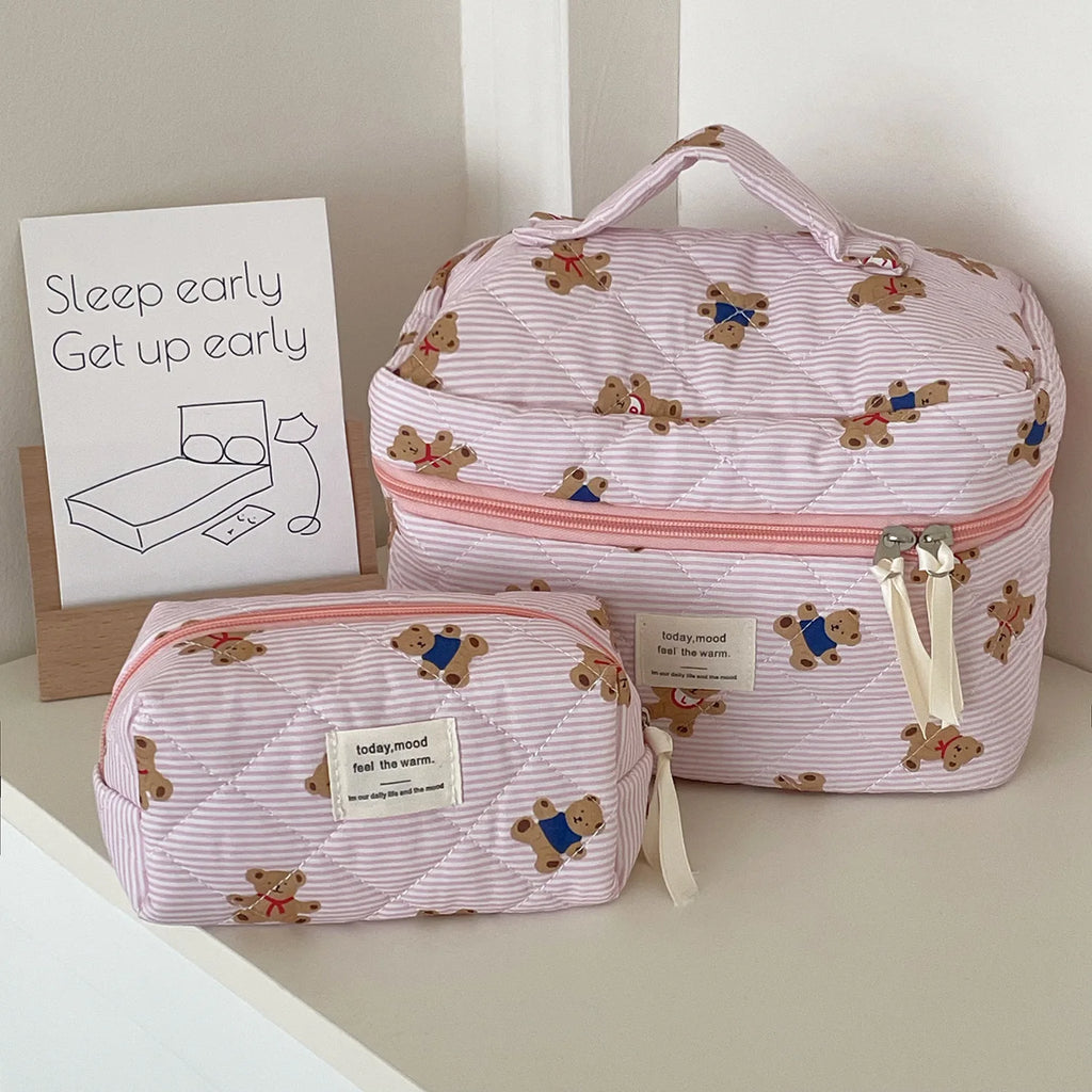 Cozy Bear Quilted Makeup Bag | Three Sizes