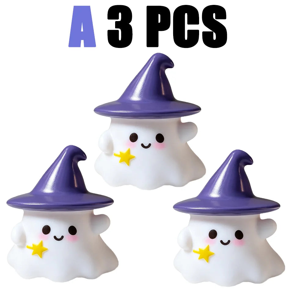 Halloween Silicone LED Night Light — Ghost, Witch Hat & Pumpkin Desktop Lamp