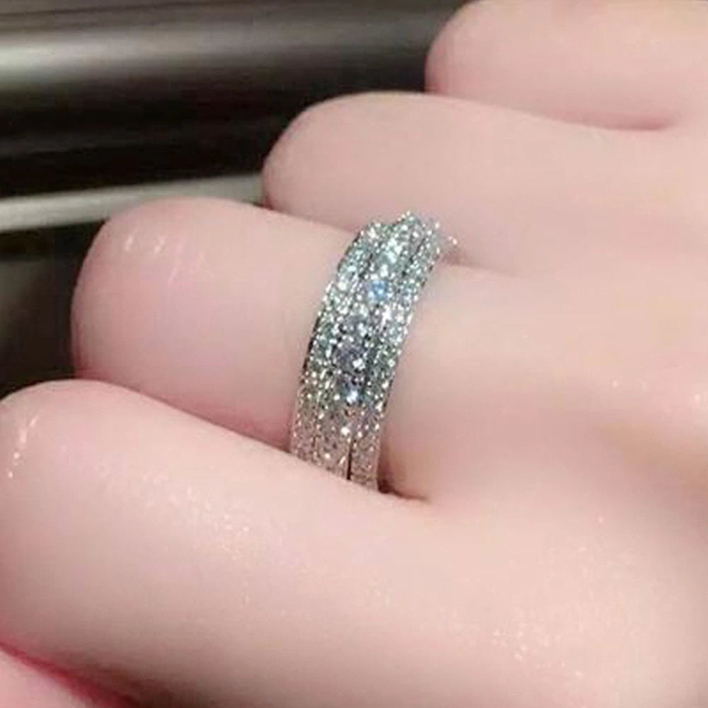 925 Sterling Silver Zircon Ring | Crystal Stone · Black, Gold & Silver · Sizes 5–12