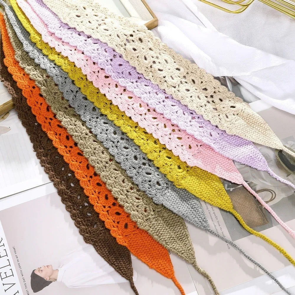Boho Crochet Knit Headband | Handmade Hair Scarf & Wrap for Women