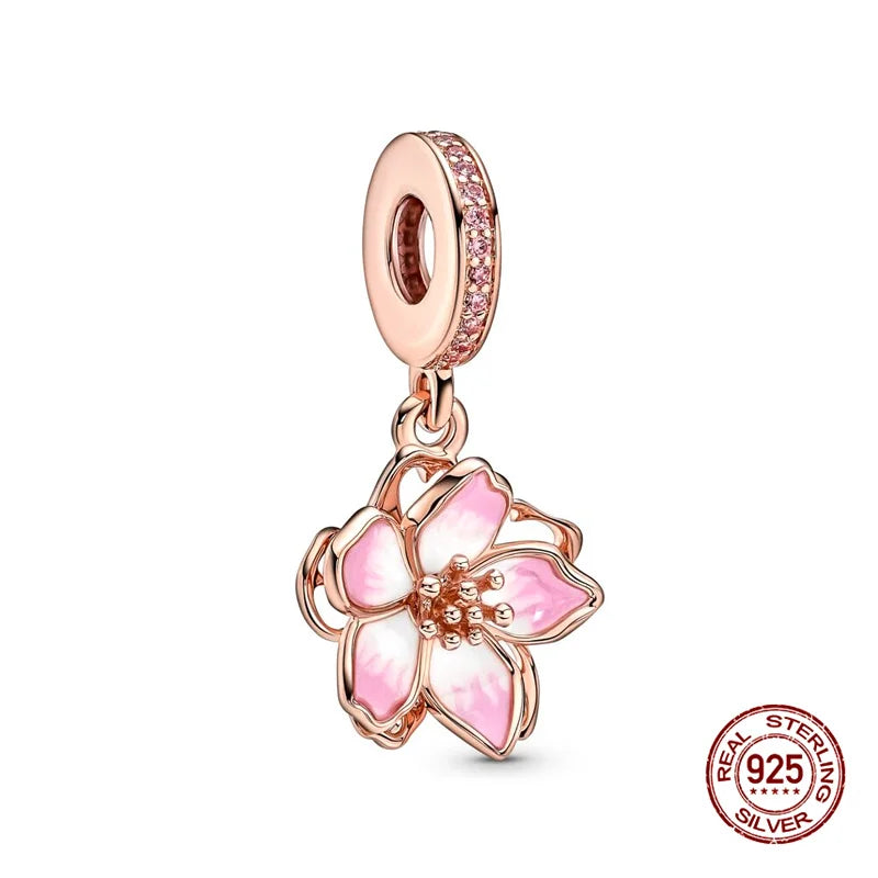 925 Sterling Silver Floral Charm Bead | Roses, Flowers & Lucky Clover for Bracelets & Necklaces