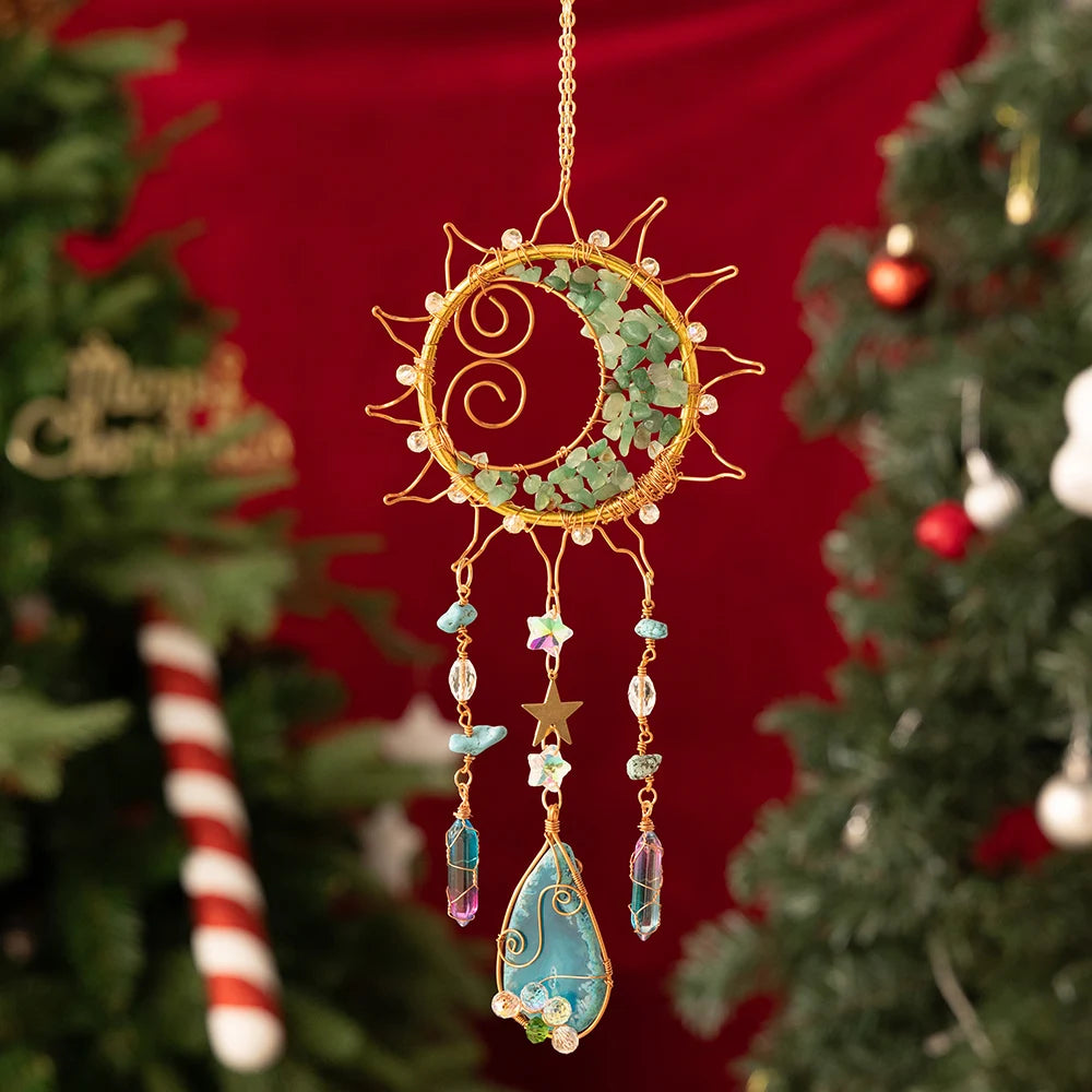 Handcrafted Crystal Wire Suncatcher — Celestial & Nature Prism Pendant