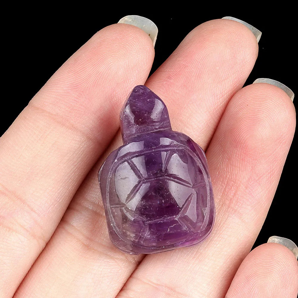 Natural Crystal Turtle Carving – Mini Gemstone Animal Figurine