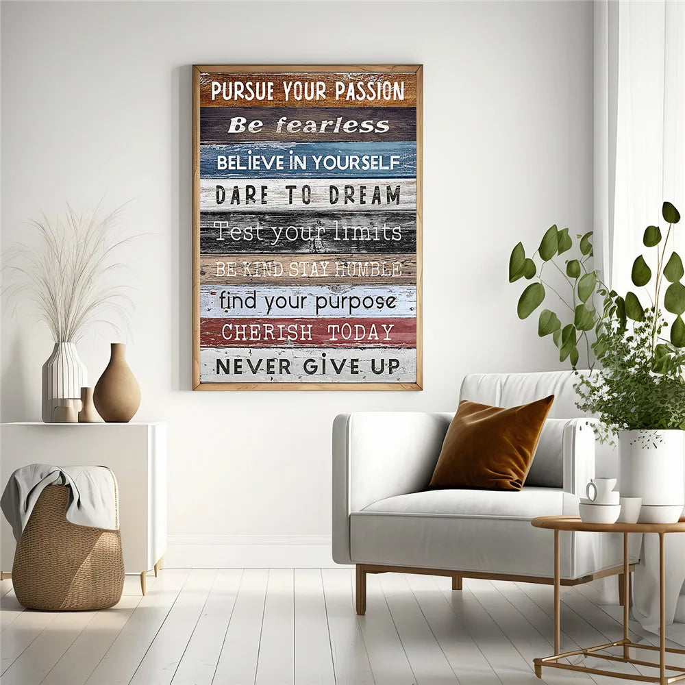 Never Give Up — Inspirational Abstract Canvas Wall Art