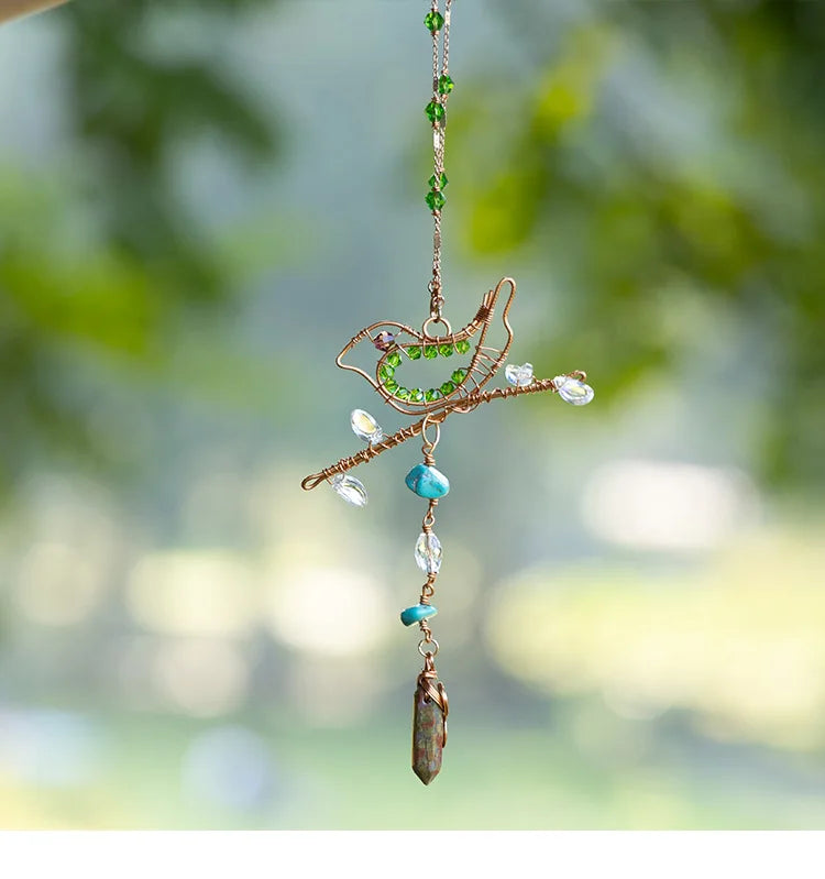 Handcrafted Crystal Wire Suncatcher — Celestial & Nature Prism Pendant