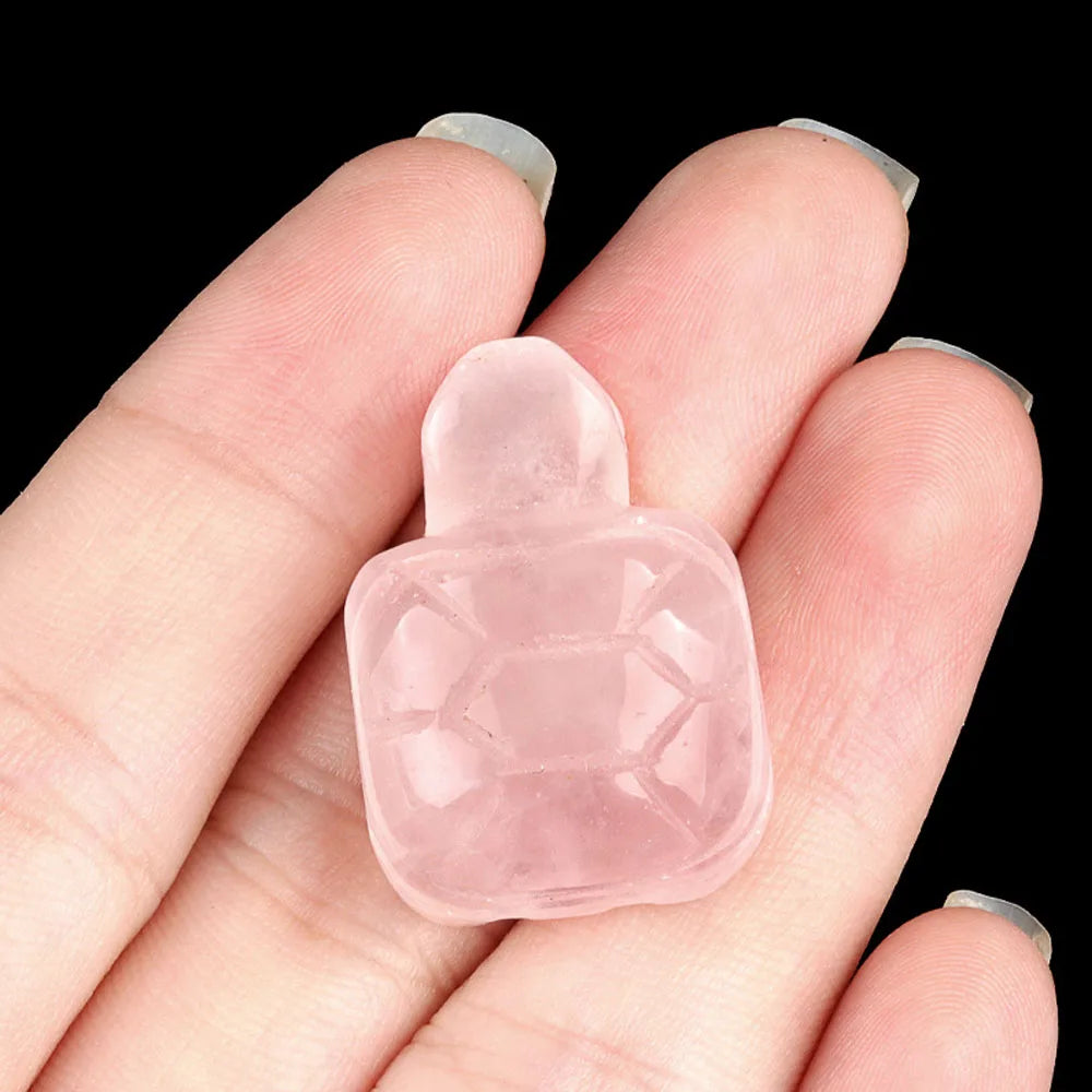 Natural Crystal Turtle Carving – Mini Gemstone Animal Figurine