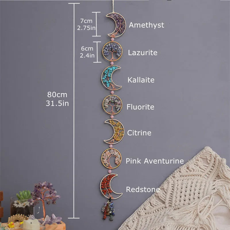 7 Chakra Crystal Tree of Life Hanging — Natural Gemstone Suncatcher