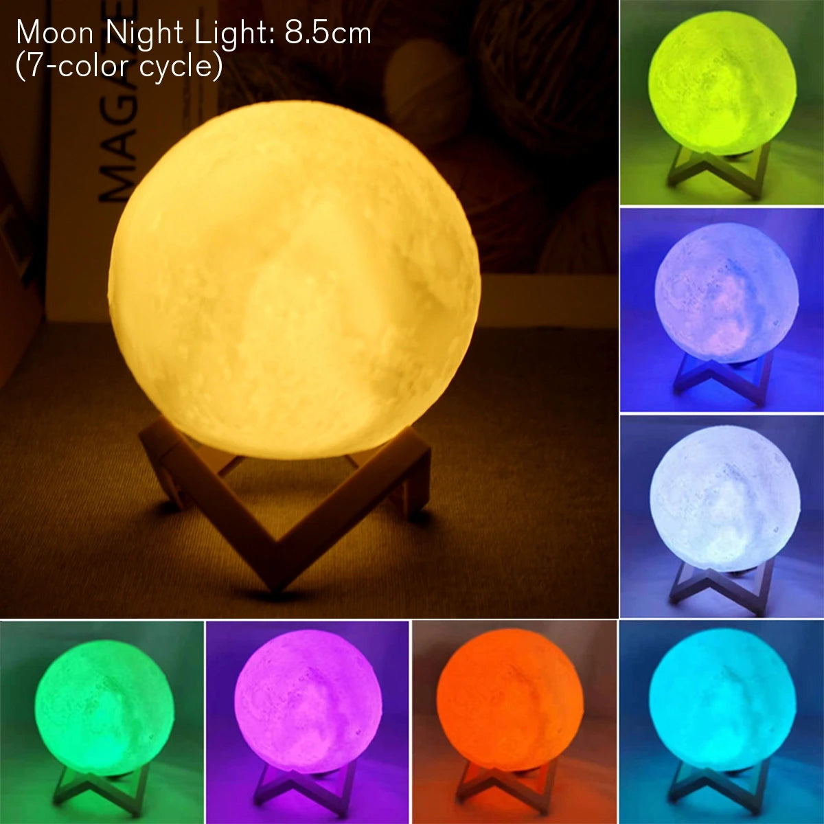 Moon Lamp LED Night Light with Stand — Starry Sky Bedroom Decor | Kids & Gift