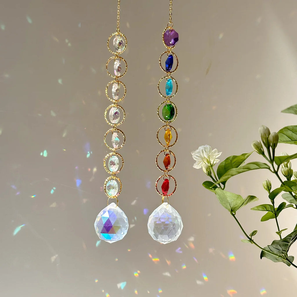 Rainbow Whimsy Crystal Suncatcher Mobile