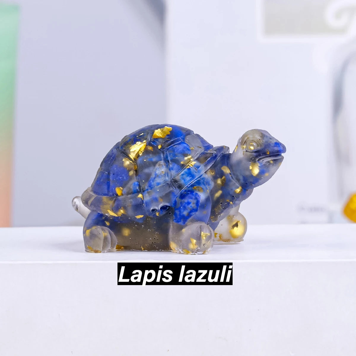 Natural Crystal Stone Turtle Statue — Reiki Figurine & Feng Shui Decor