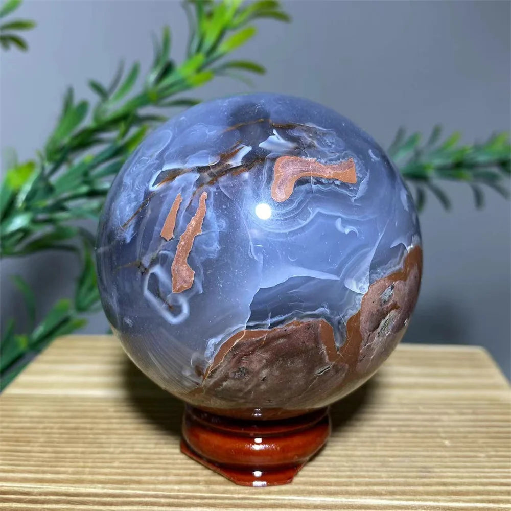 Natural Agate Crystal Sphere with Stand | Hand-Selected · Unique Flash Stone