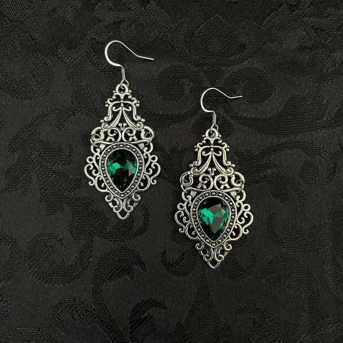 Carved Cameo Gothic Drop Earrings