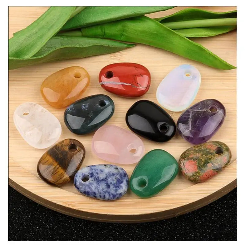 Natural Crystal Oval Pendant Charm | 25x35mm Stone Charm for DIY Jewelry Making