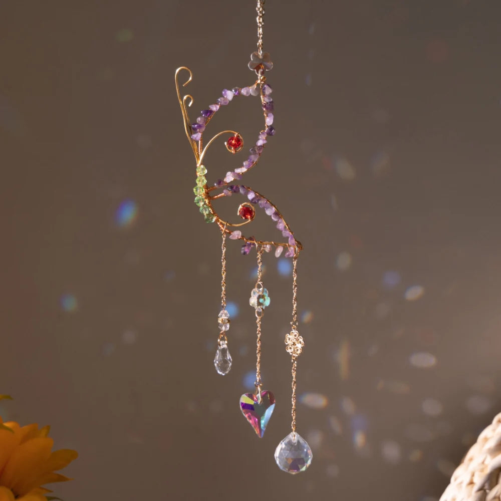 Handcrafted Crystal Wire Suncatcher — Celestial & Nature Prism Pendant