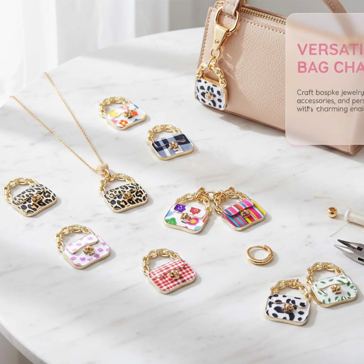 Colorful Alloy Handbag Charms for DIY Jewelry Making – Bracelet, Necklace & Earring Pendants