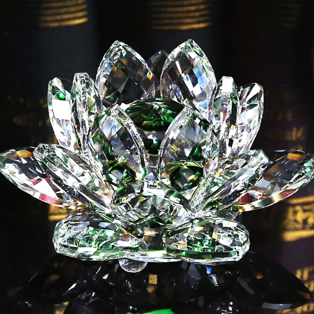 Crystal Lotus Flower Figurine | Sparkling Glass Décor in 8 Colors