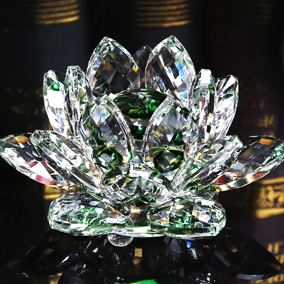 Crystal Lotus Flower Figurine | Sparkling Glass Décor in 8 Colors