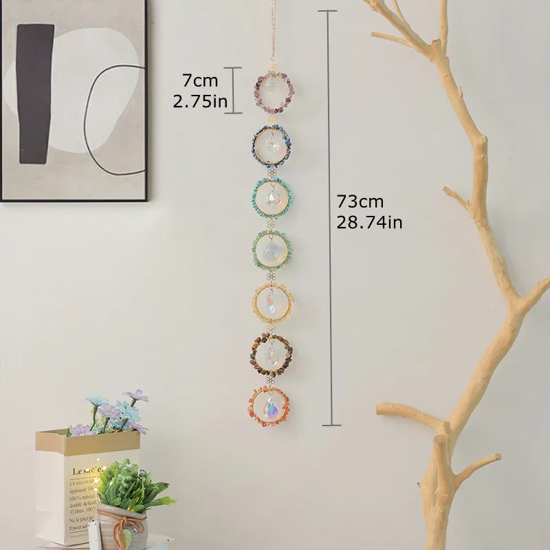 7 Chakra Crystal Tree of Life Hanging — Natural Gemstone Suncatcher