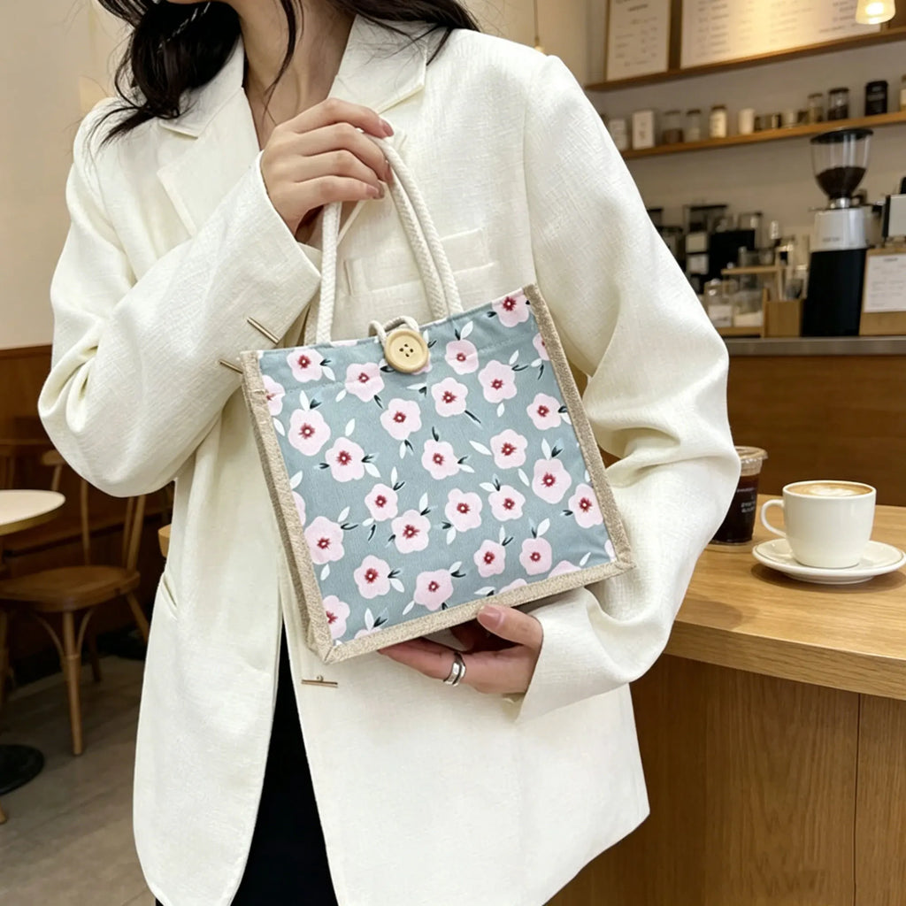 Mini Floral Linen Handbag | Boho Square Bag for Women | 6 Styles