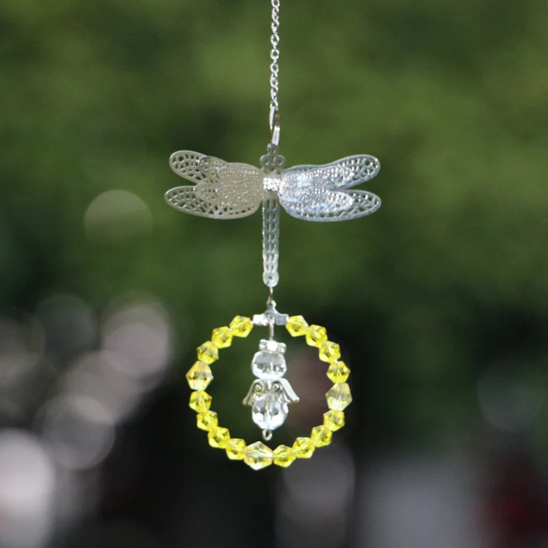 Dragonfly Crystal Suncatcher Pendant - Multicolored