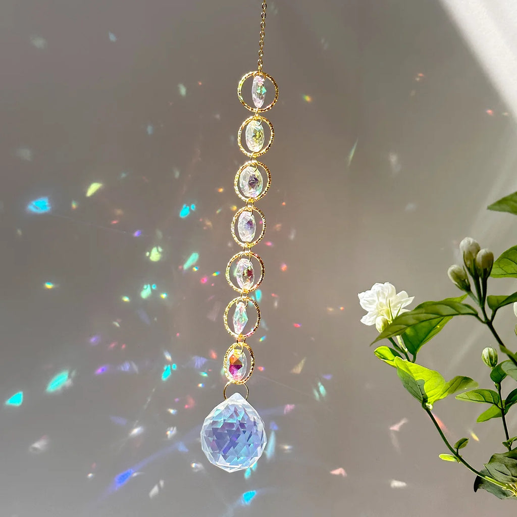 Rainbow Whimsy Crystal Suncatcher Mobile