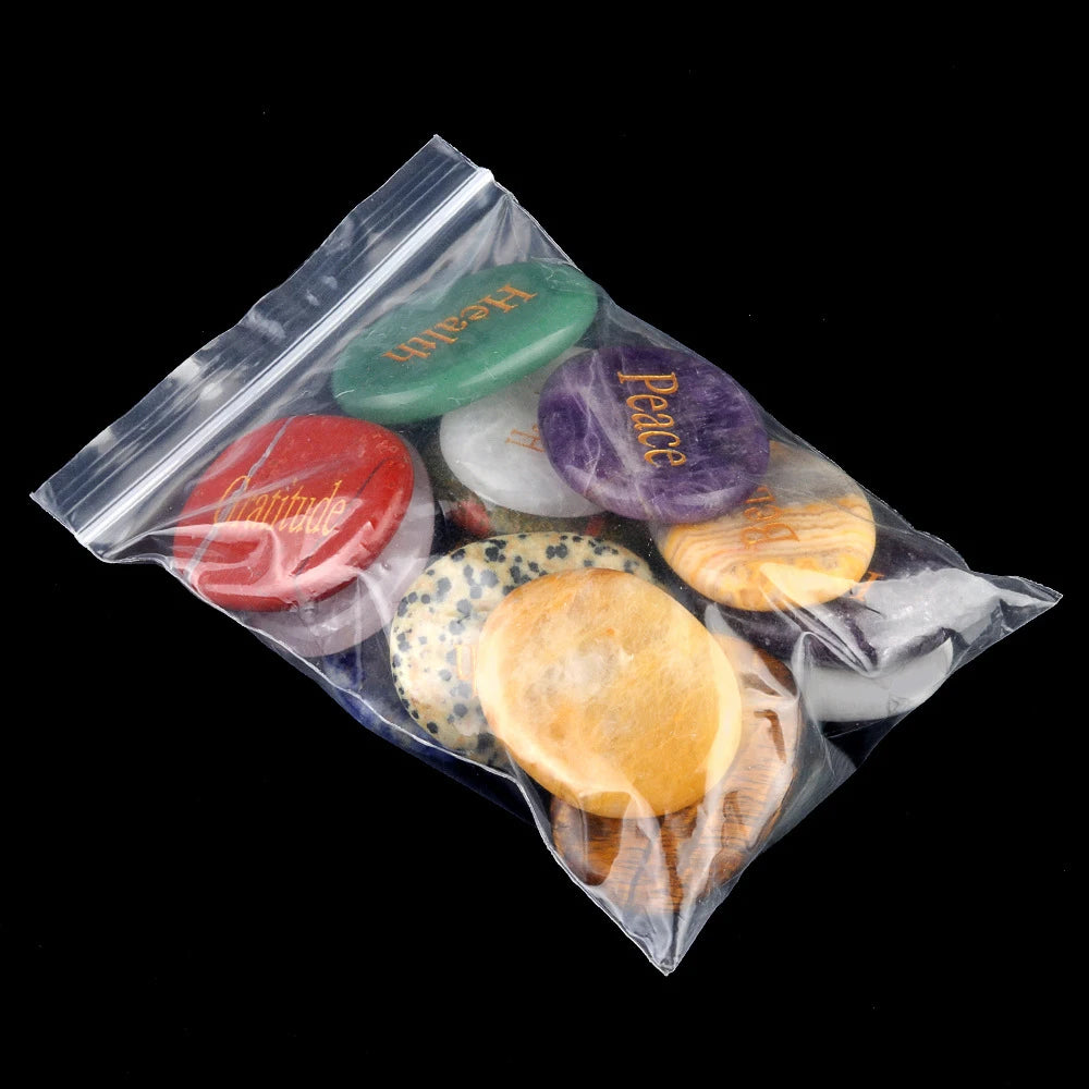 Engraved Crystal Reiki Stone | Natural Oval Healing Stone — Choose Your Crystal