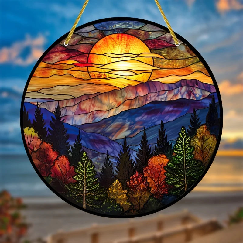 Stained Glass Acrylic Suncatcher | Round Window Hanging