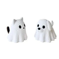Ghost Cat & Ghost Dog Halloween Statues | Spooky Pet Decor | Set of 2