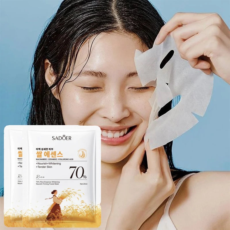 Rice Essence Face Sheet Mask – Niacinamide & Hyaluronic Acid | Korean Skincare