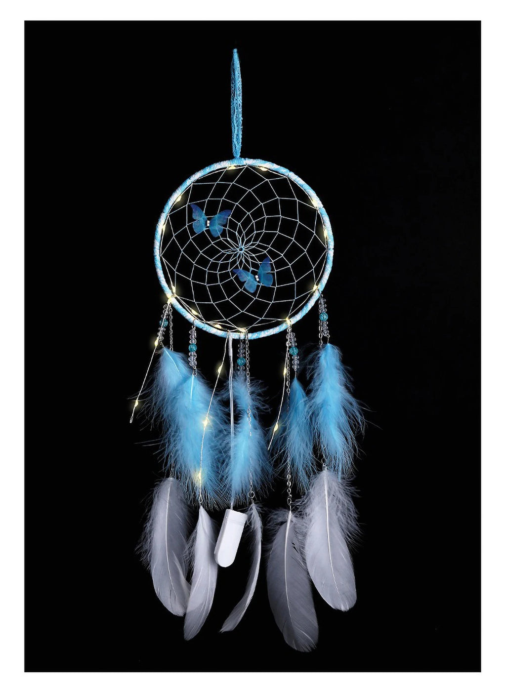 Butterfly & Feather Dreamcatcher | Pink or Blue, Optional Lights