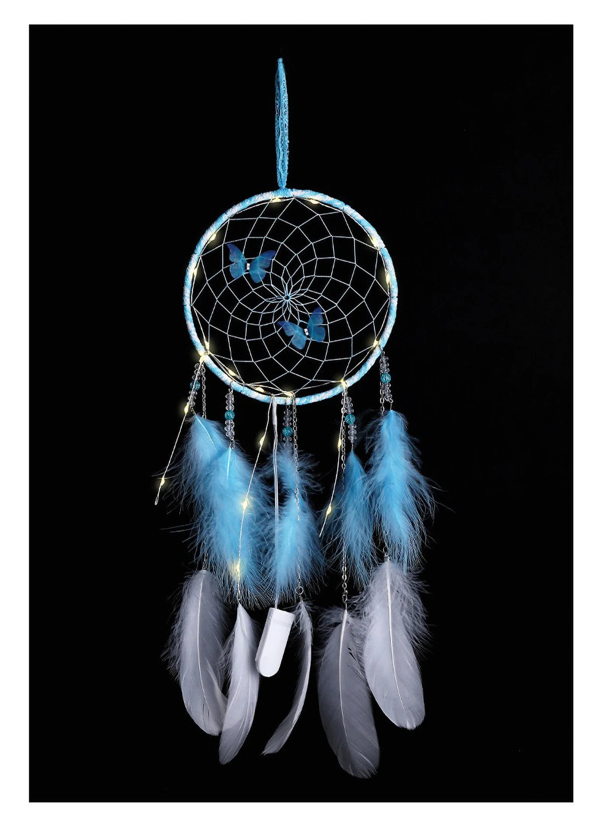 Butterfly & Feather Dreamcatcher | Pink or Blue, Optional Lights