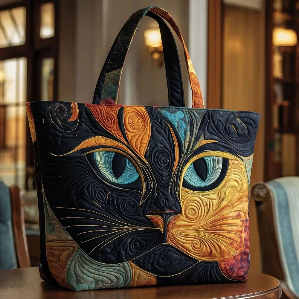Cat & Floral Canvas Tote Bags | Reusable Shoulder Bags