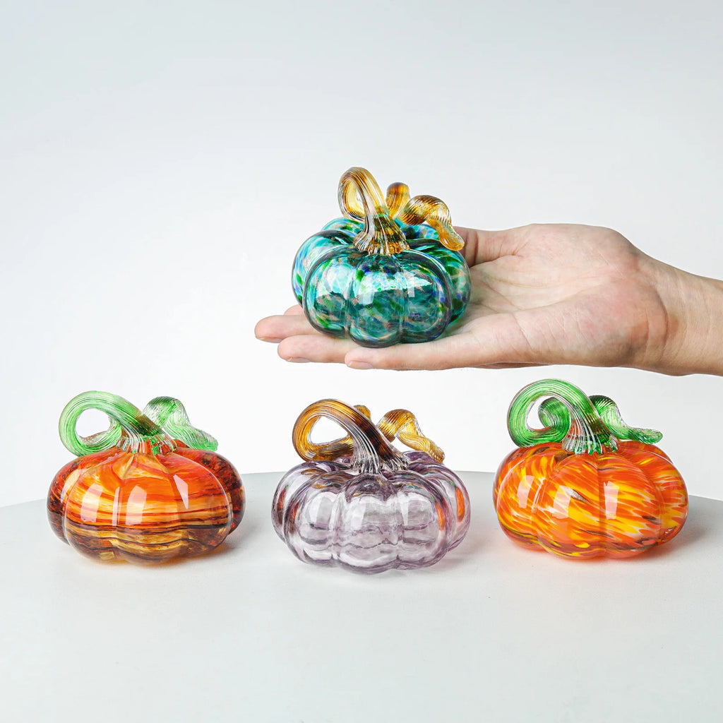 Hand-Blown Glass Pumpkin Figurine | Autumn Decor