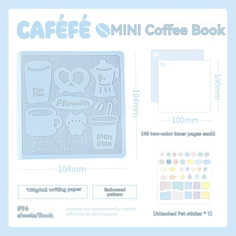 Mini Coffee Pocket Notebook | Embossed PU Cover in 6 Colors