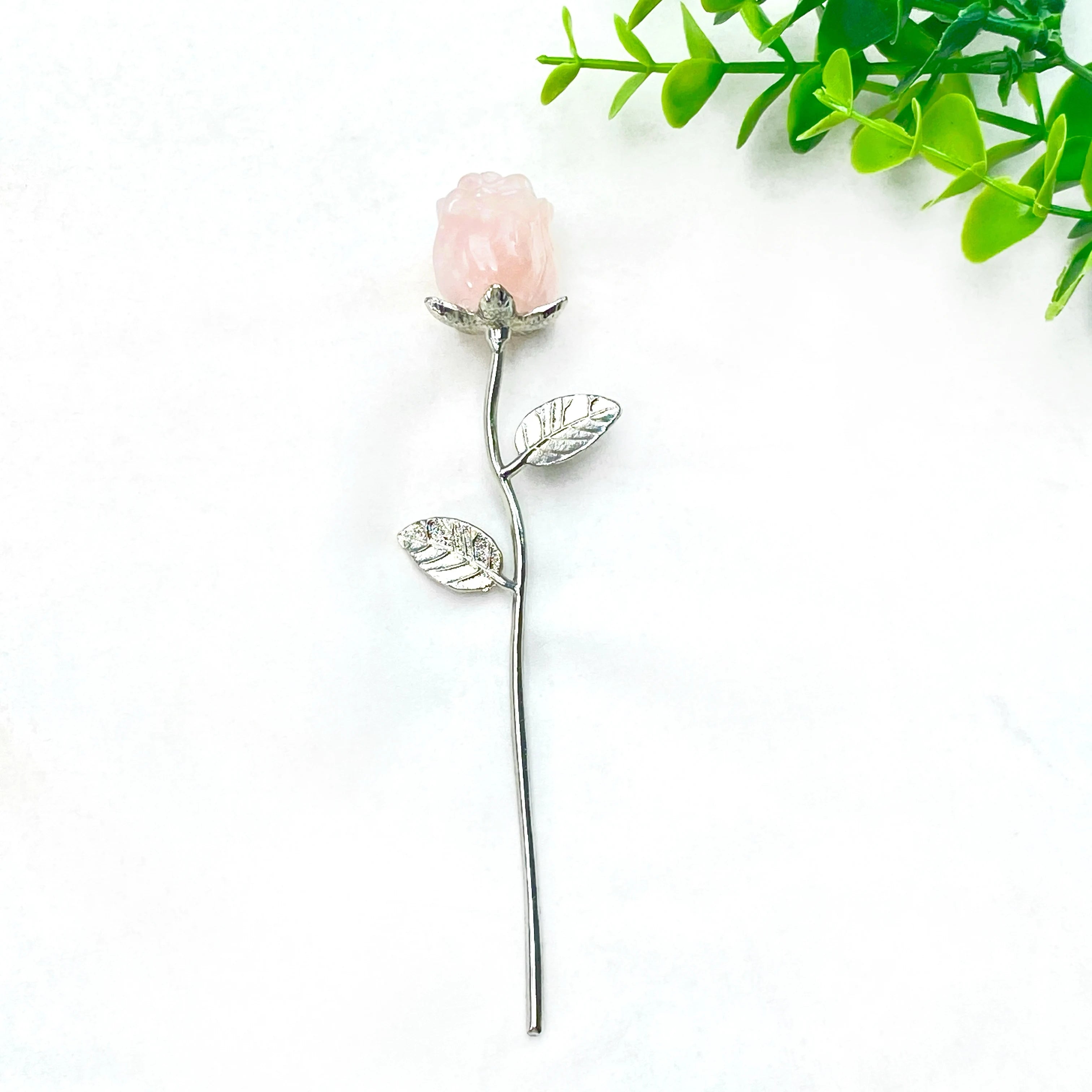 Crystal Carved Rose Flower — Natural Gemstone Rose Gift