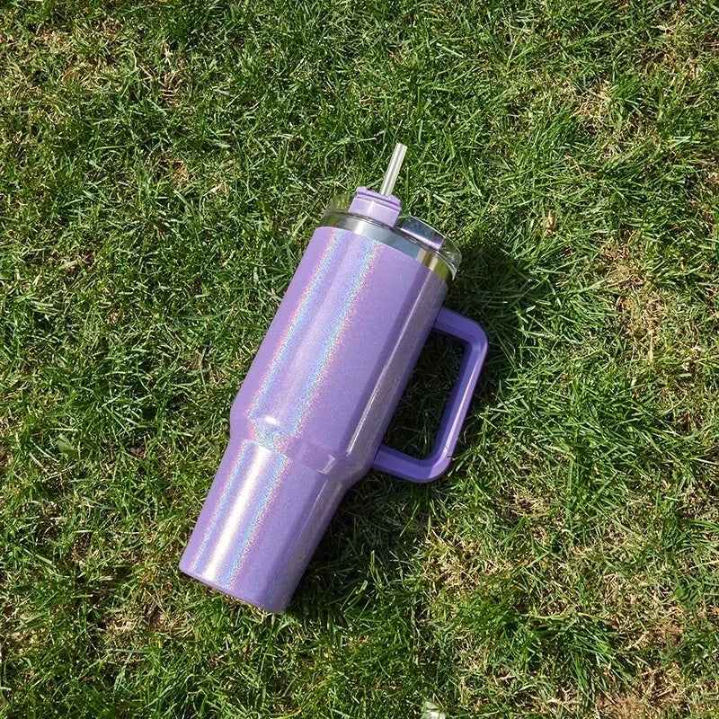 Iridescent Shimmer Tumbler with Handle & Straw | 40 oz