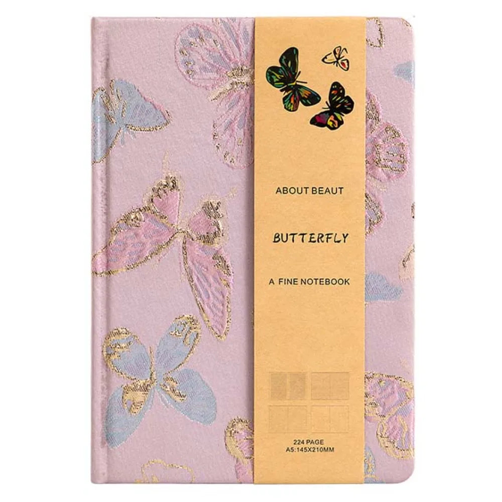 Leather Embroidered Butterfly Journal | A5 Floral Notebook in 5 Colors